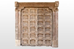 A Monumental Indian Coffered Door with Stone Column Base