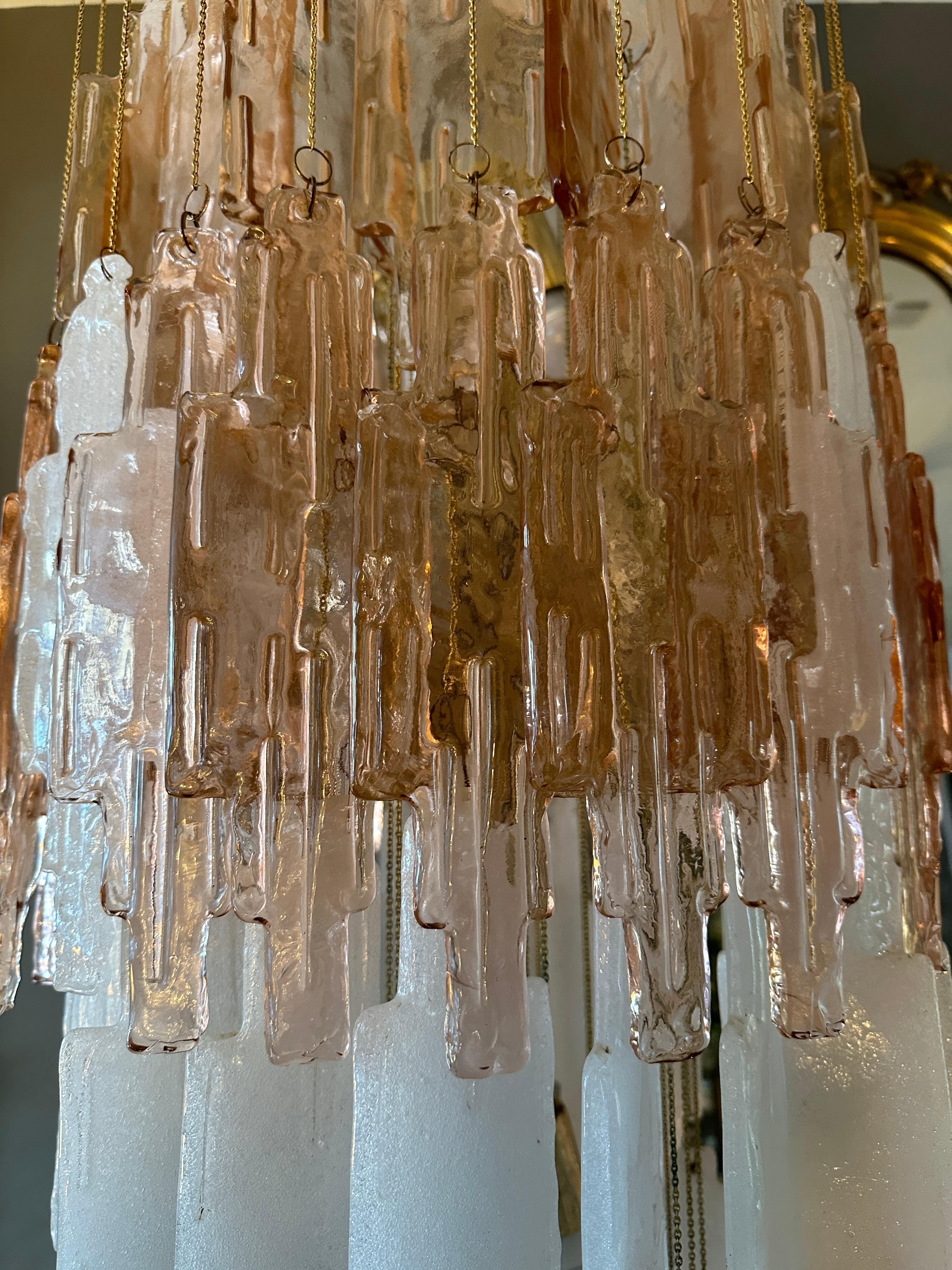 A Monumental Italian Murano Glass Waterfall Cascade Pendant By Poliarte  For Sale 12
