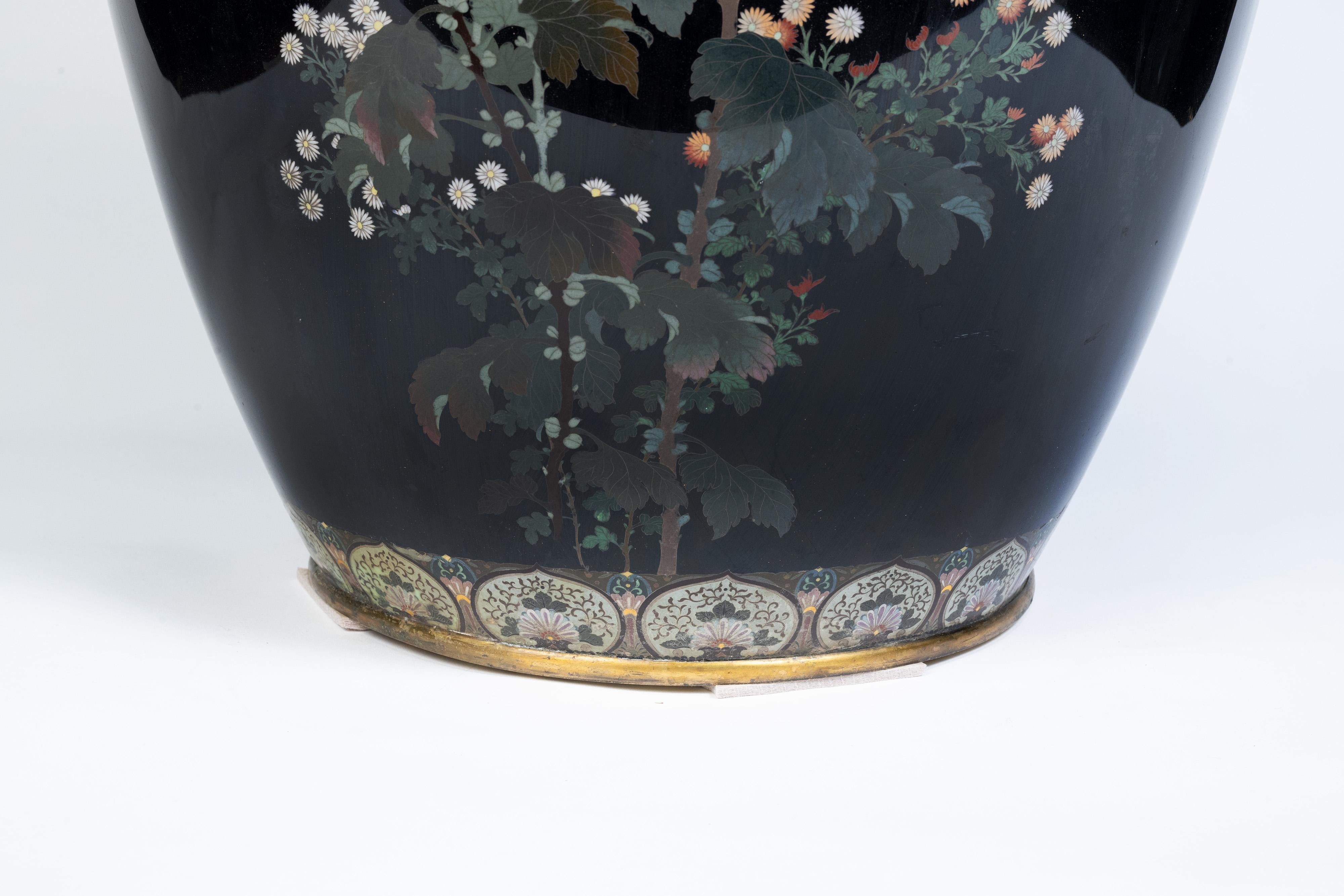 19th Century A Monumental Japanese Cloisonne Enamel Vase, Attributed to Hayashi Kodenji For Sale