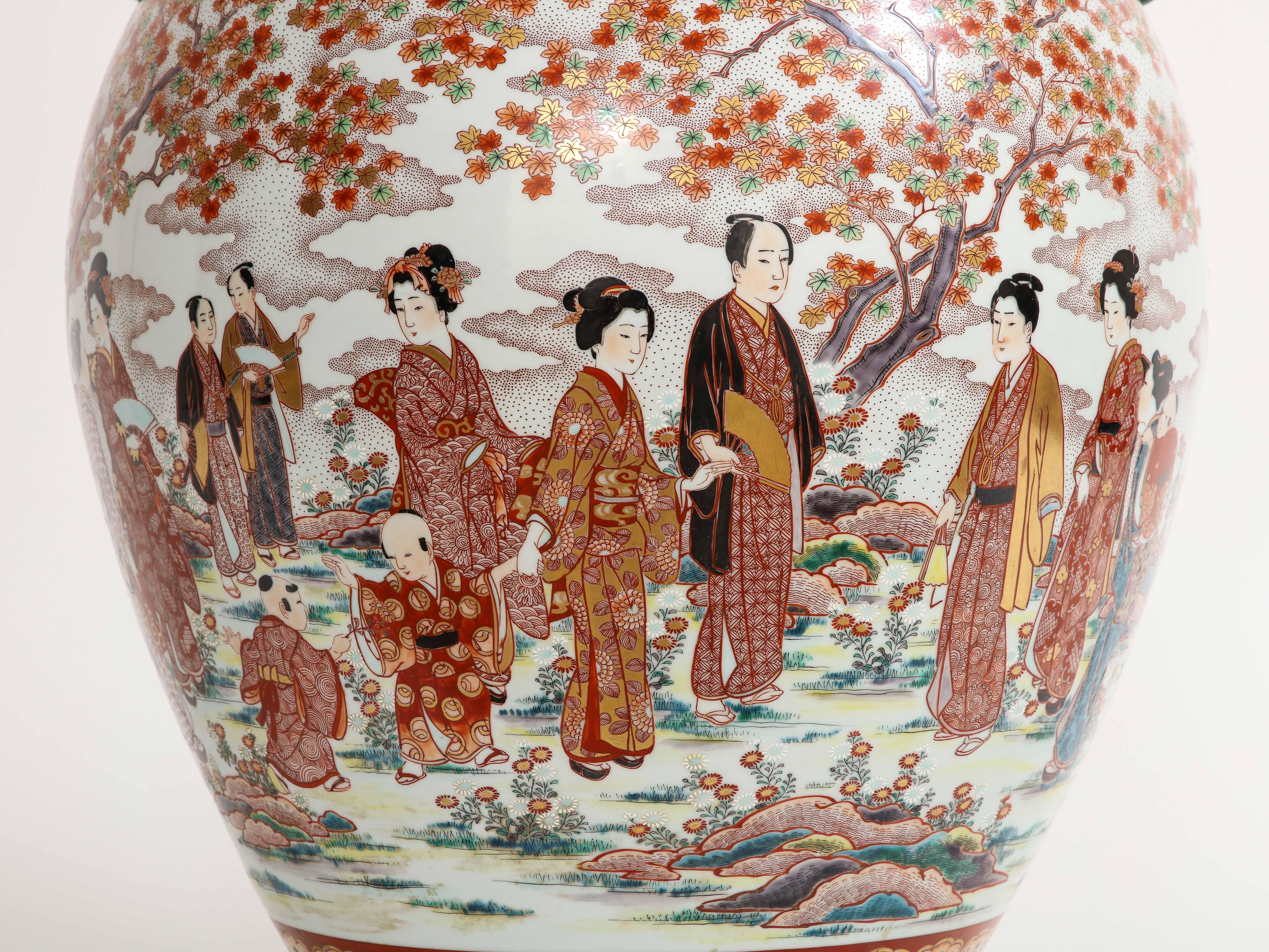 Monumental Japanese Kutani Porcelain Vase, Meiji/Taisho Period, Signed For Sale 2