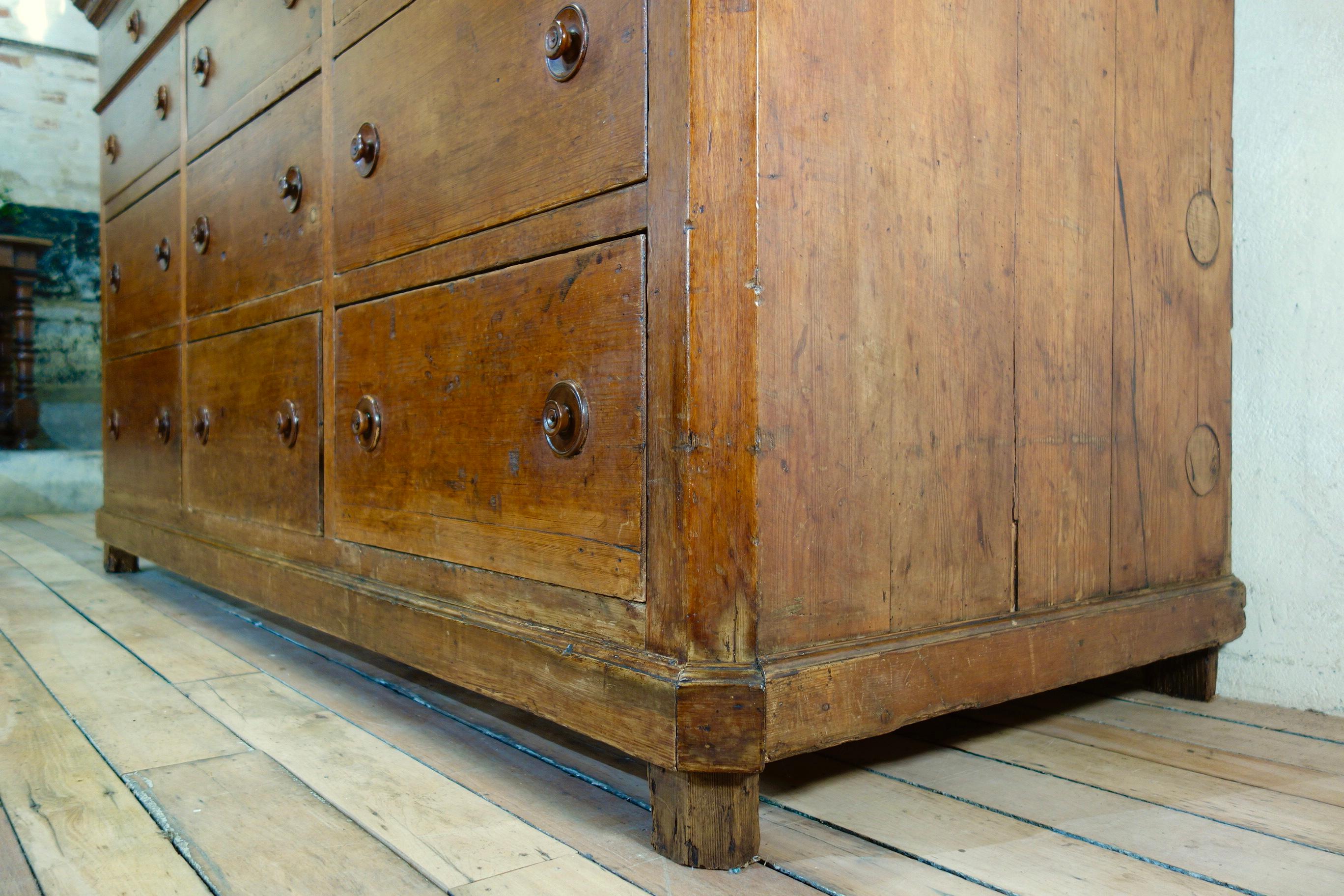 Monumental Large 19th Century Italian Bank of Drawers, Sideboard Storage 8