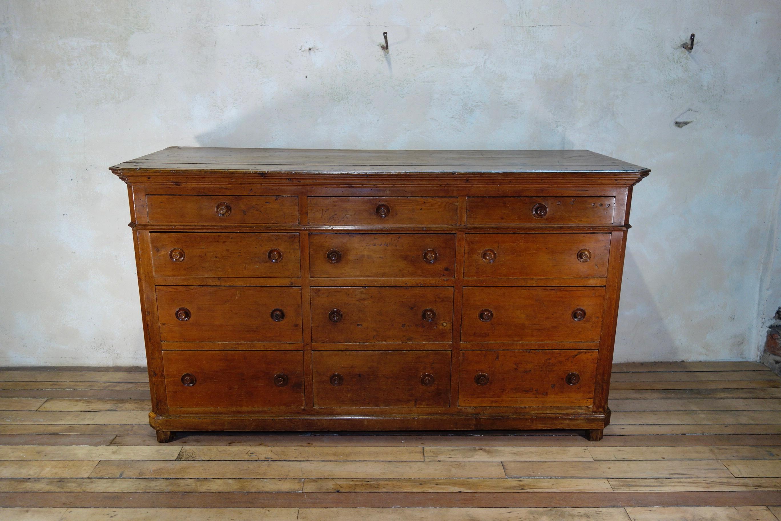 Monumental Large 19th Century Italian Bank of Drawers, Sideboard Storage 2