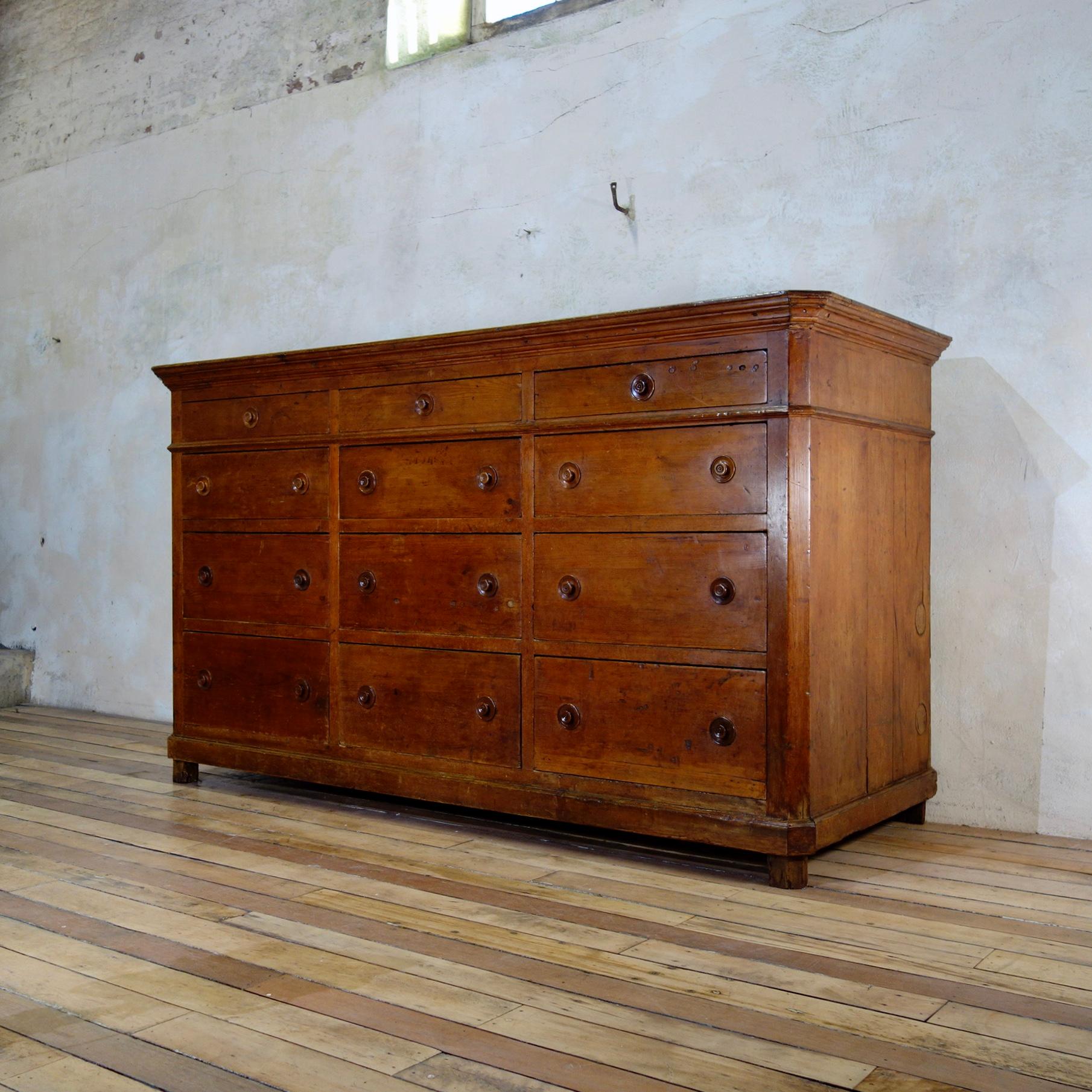 Monumental Large 19th Century Italian Bank of Drawers, Sideboard Storage 3