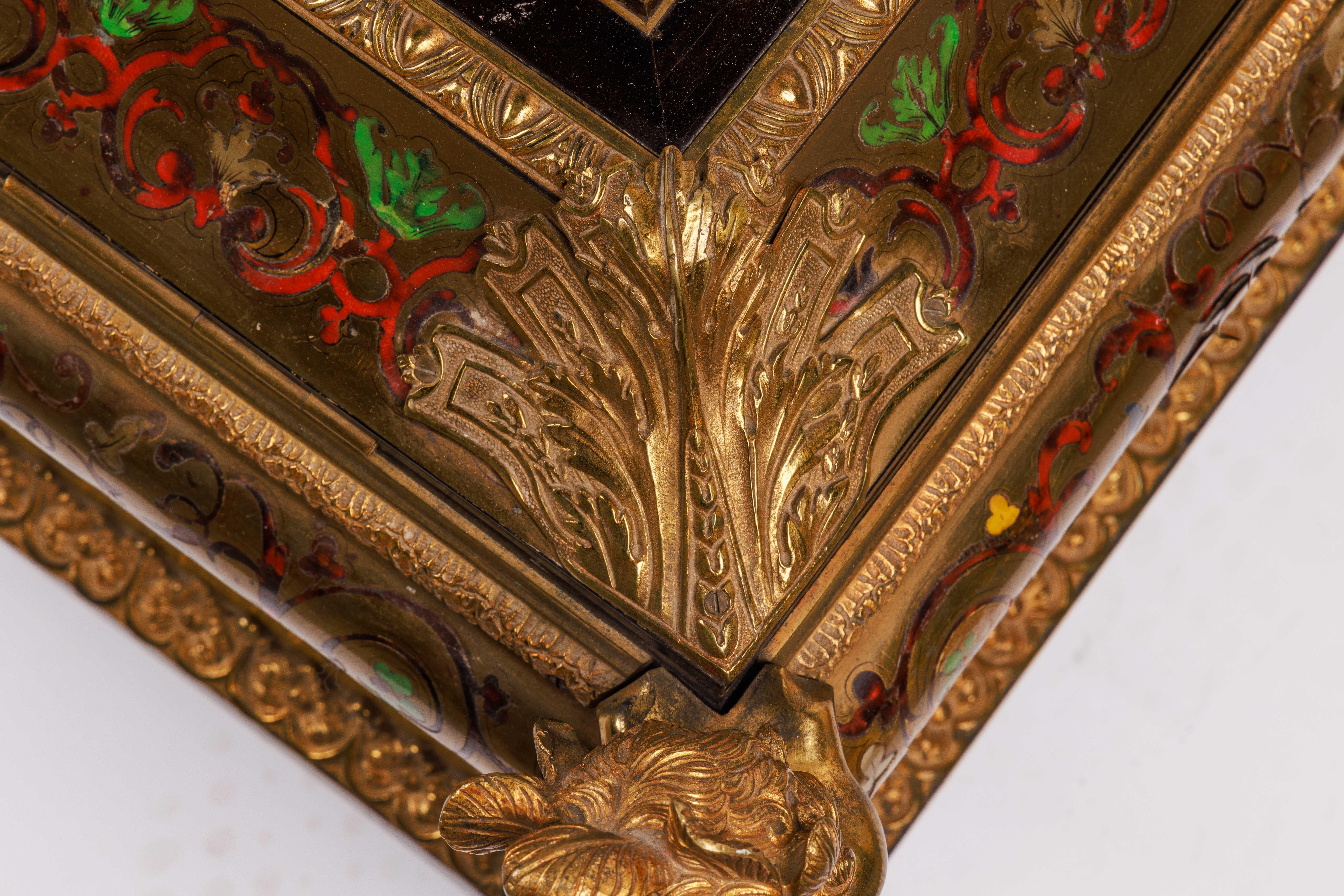 Boîte à coffret monumentale de style Louis XIV en marqueterie de Boulle montée sur bronze doré en vente 5