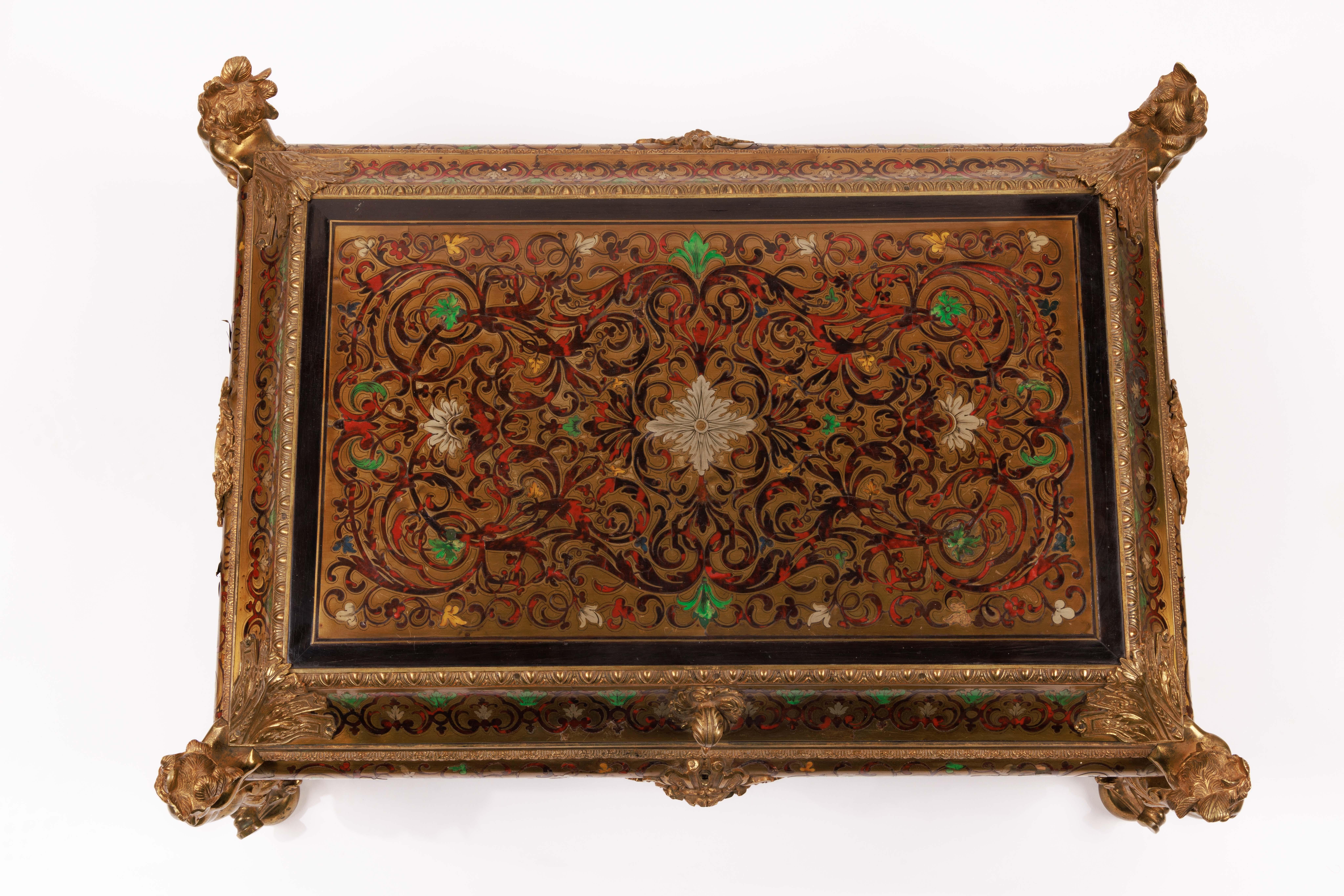 19th Century Monumental Louis XIV Style Gilt-Bronze Mounted Boulle Marquetry Casket Box For Sale