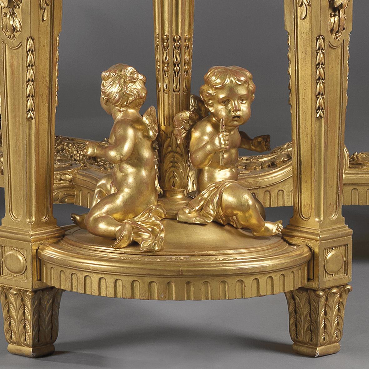 French Monumental Louis XVI Style Giltwood Centre Table by François Linke, circa 1914 For Sale
