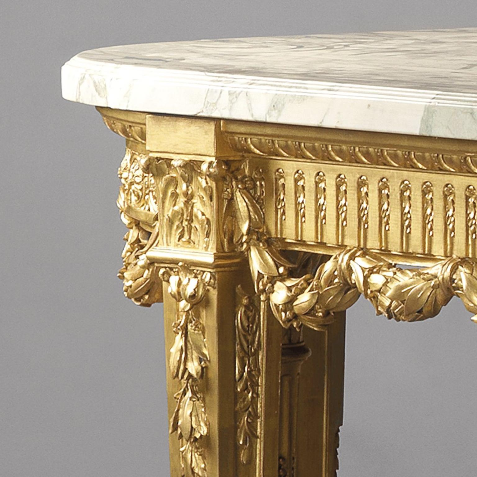 Monumentale table centrale en bois doré de style Louis XVI par François Linke, vers 1914 en vente 2