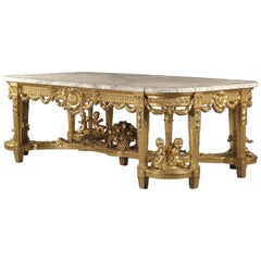 Monumentale table centrale en bois doré de style Louis XVI par François Linke, vers 1914