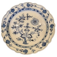 Monumental Meissen Blue Onion Charger with a Silver Shaped Edge