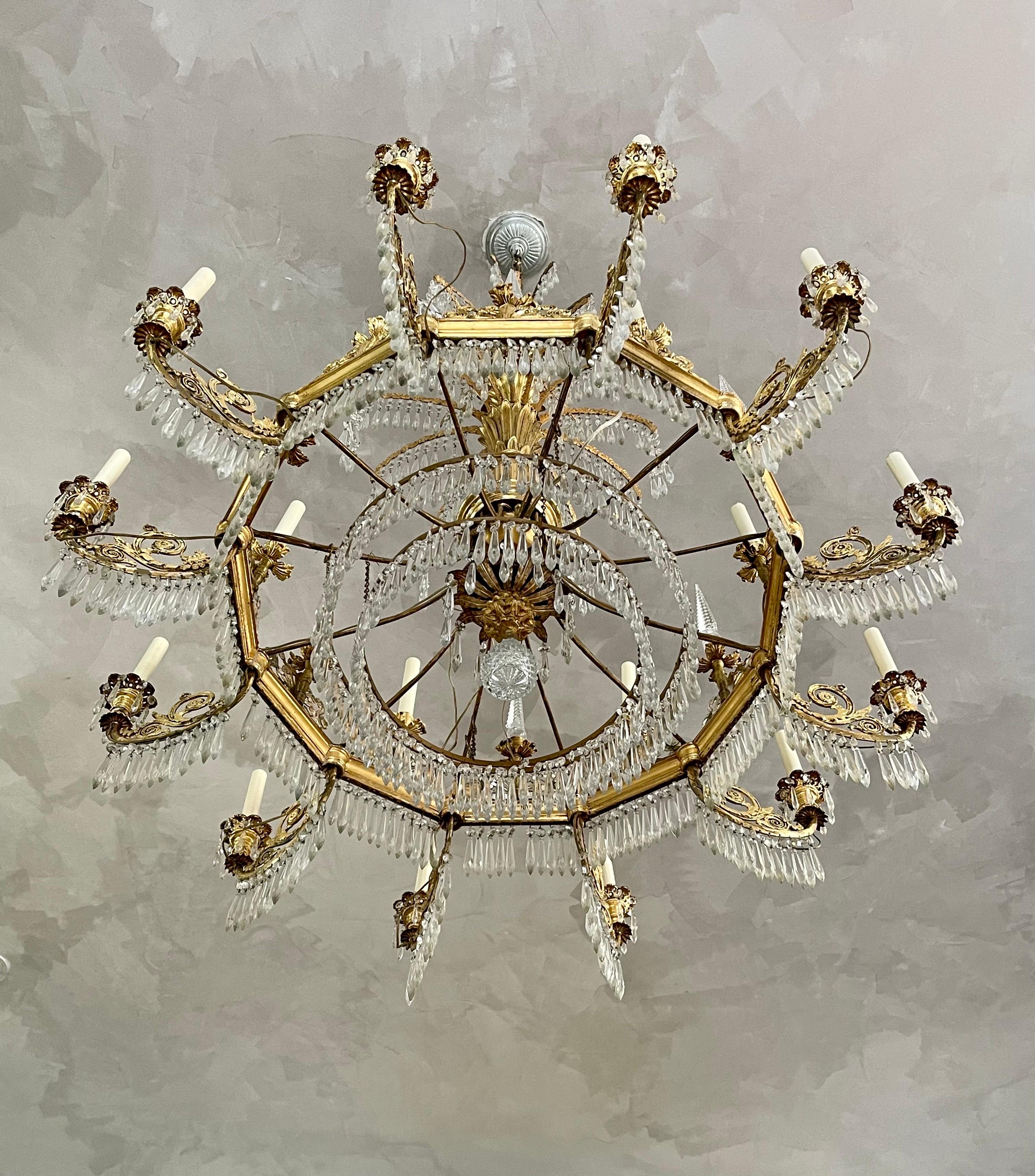 Neoclassical Monumental Neo-Classical 18 Arm Chandelier, circa 1825, Designed by Schinkel For Sale
