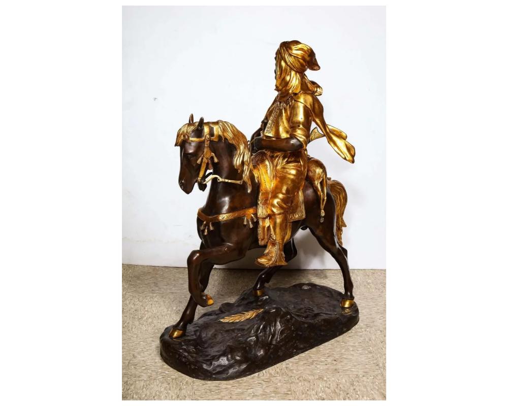 A Monumental Orientalist Bronze Sculpture “Cavalier Arabe” After Emile Guillemin For Sale 5