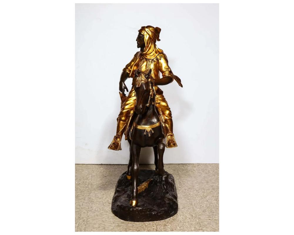 A Monumental Orientalist Bronze Sculpture “Cavalier Arabe” After Emile Guillemin For Sale 1
