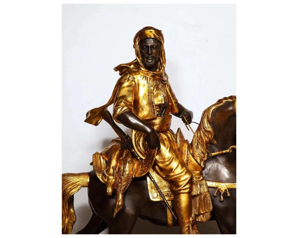 A Monumental Orientalist Bronze Sculpture “Cavalier Arabe” After Emile Guillemin For Sale 2