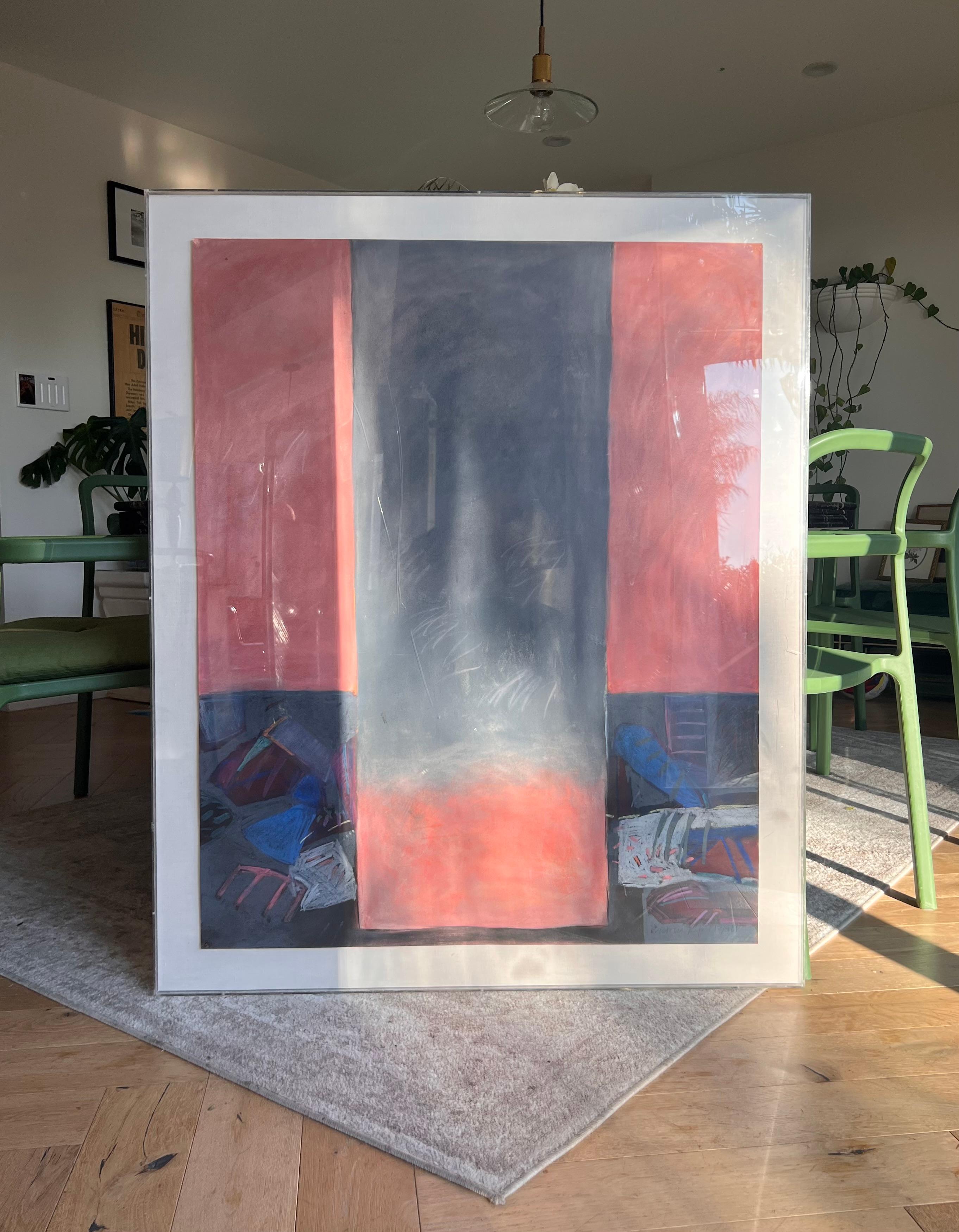 Acrylic A monumental original pastel work on paper by Victoria Ryan, framed, 1985 For Sale