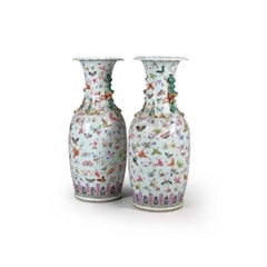 A Monumental Pair of Cantonese Famille Rose ‘Butterfly’ Vases