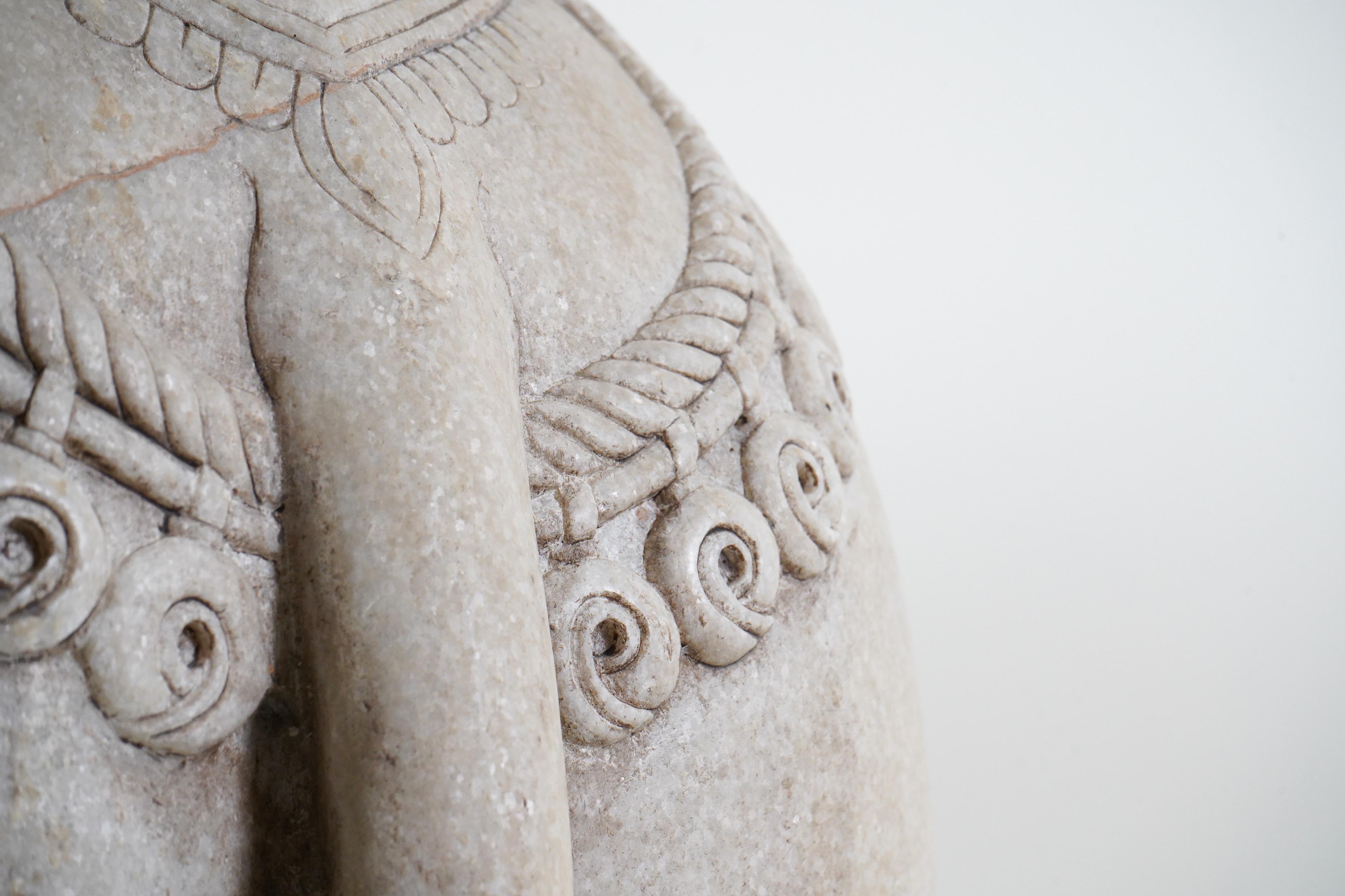 A Monumental Pair of  Carved Marble Elephants  For Sale 9