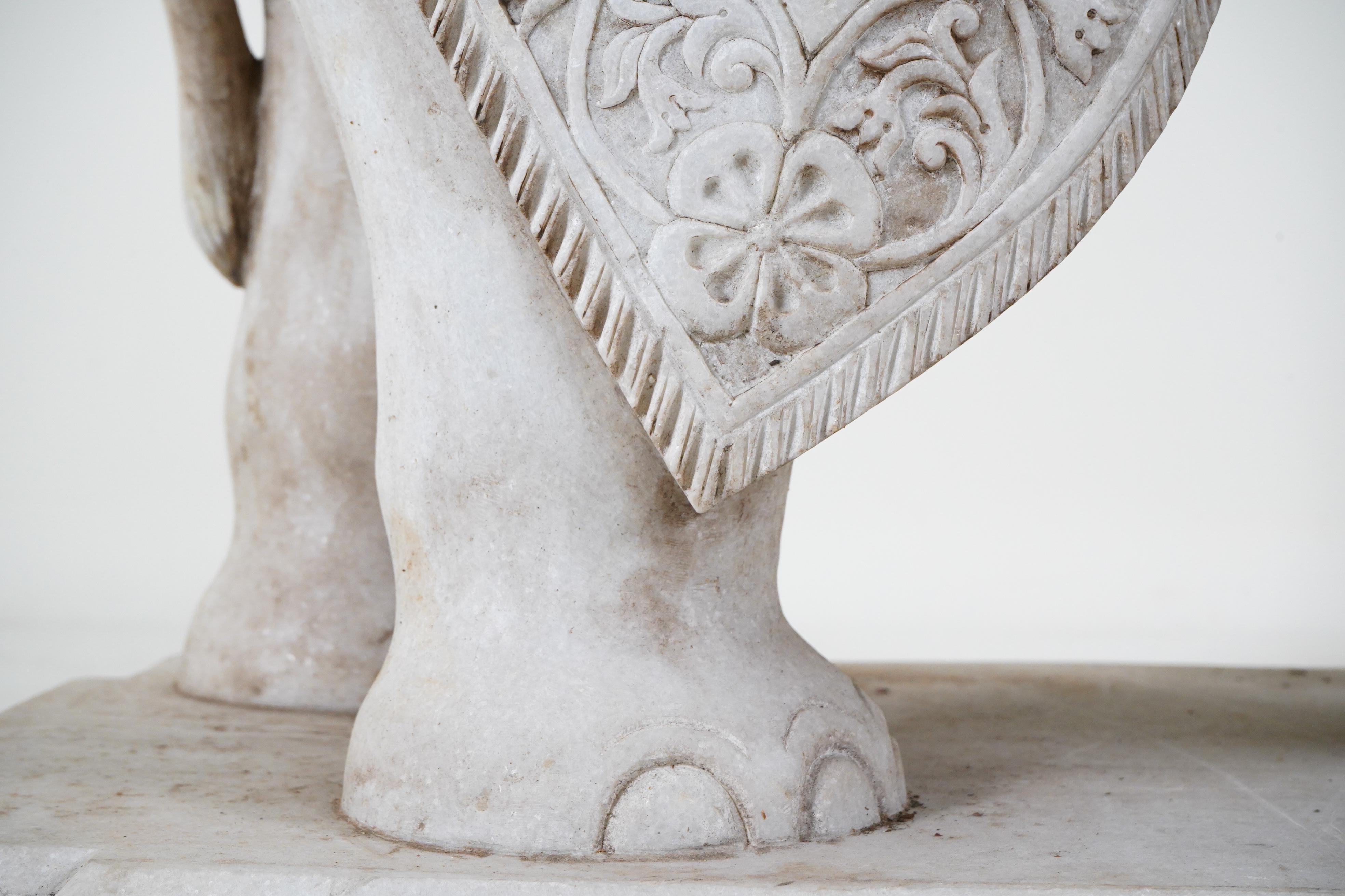 A Monumental Pair of  Carved Marble Elephants  For Sale 12