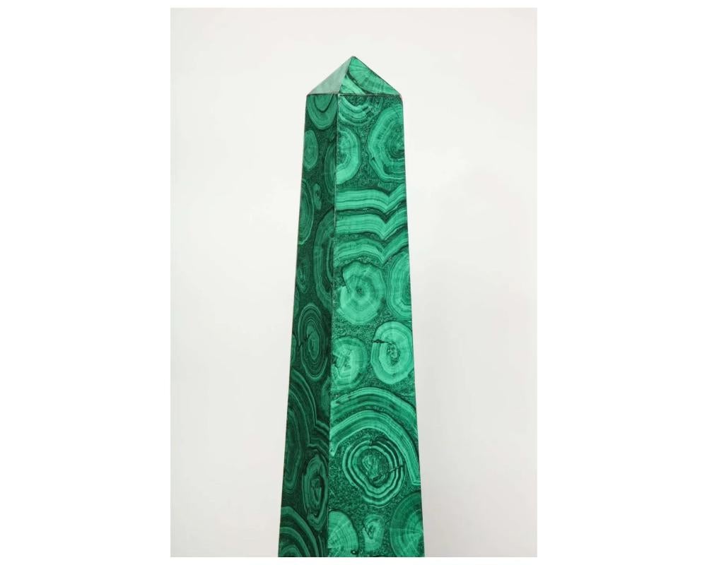 A Monumental Pair of Faux Malachite Painted Obelisks 2