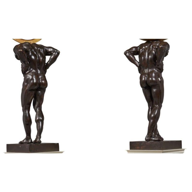 Monumental Pair of Gilt and Patinated Bronze Atlas Figures Sculptures 8