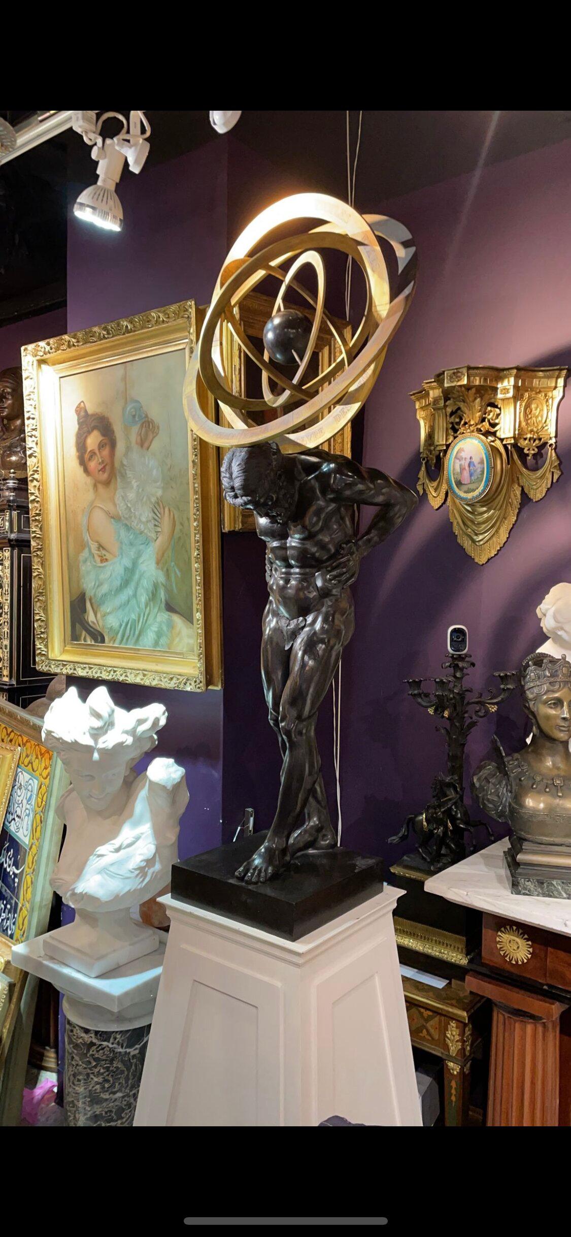 Monumental Pair of Gilt and Patinated Bronze Atlas Figures Sculptures 1