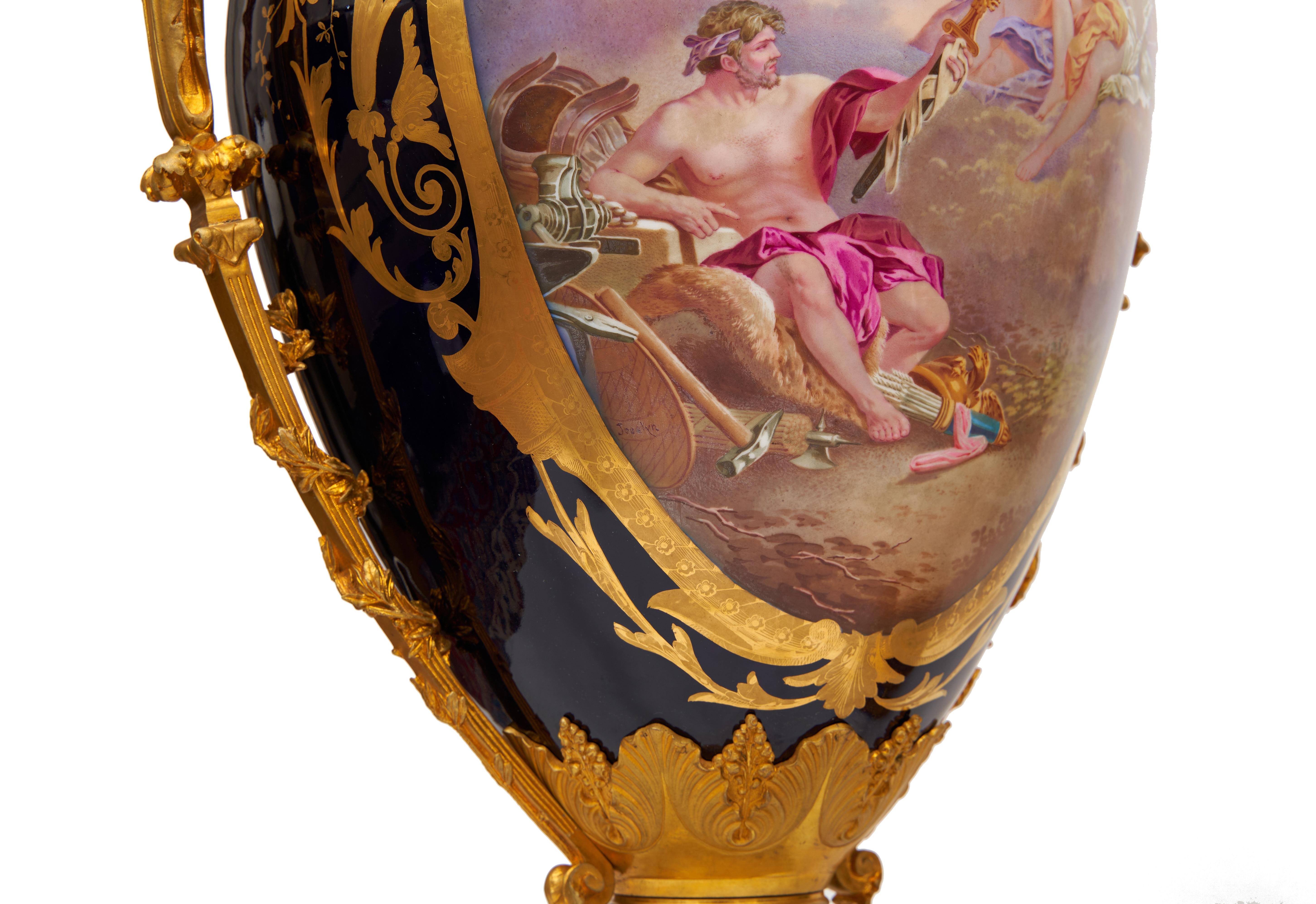 A Monumental Pair Of Late 19th/Early 20th Century Sevres Style Porcelain And Orm For Sale 8