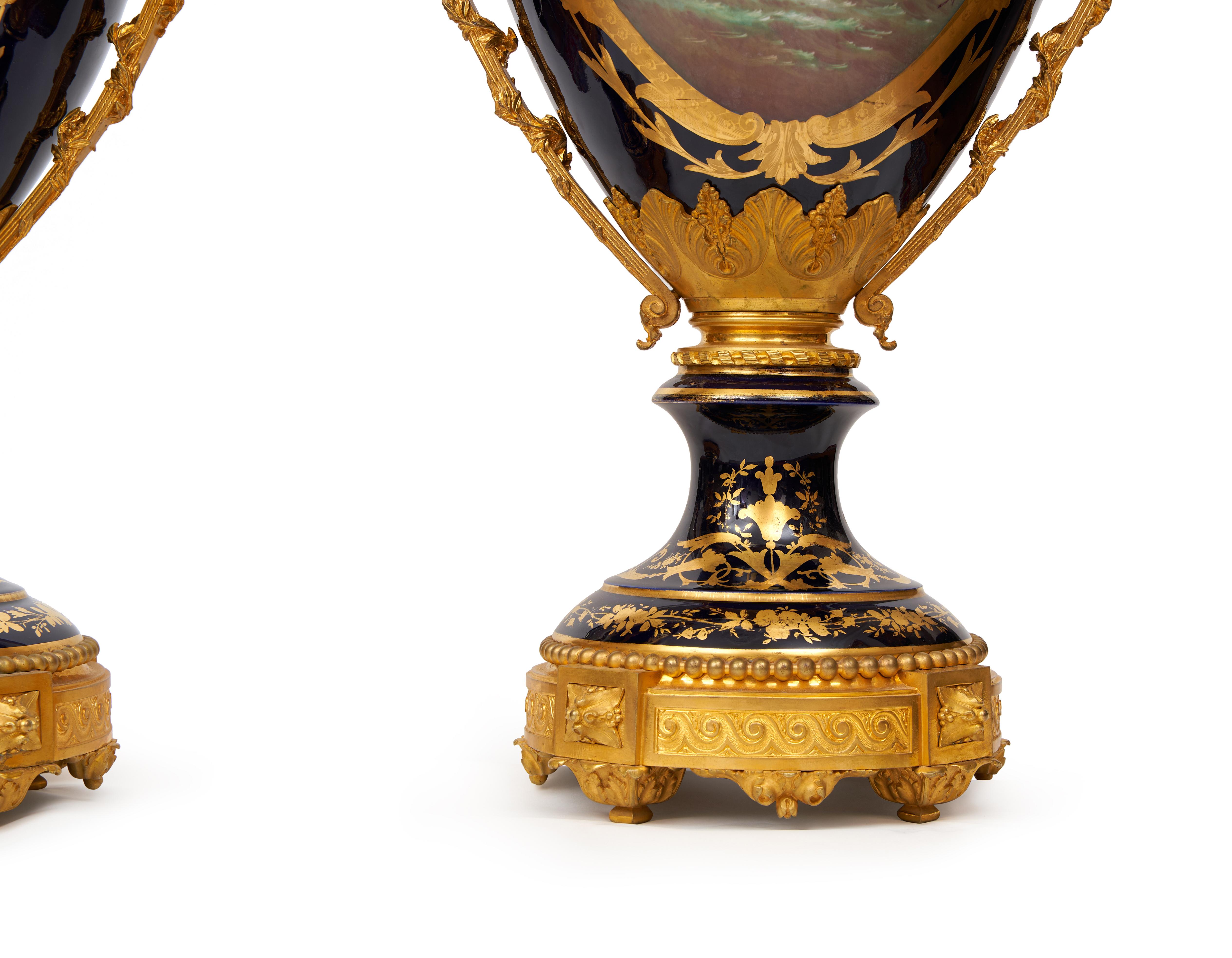 A Monumental Pair Of Late 19th/Early 20th Century Sevres Style Porcelain And Orm For Sale 2