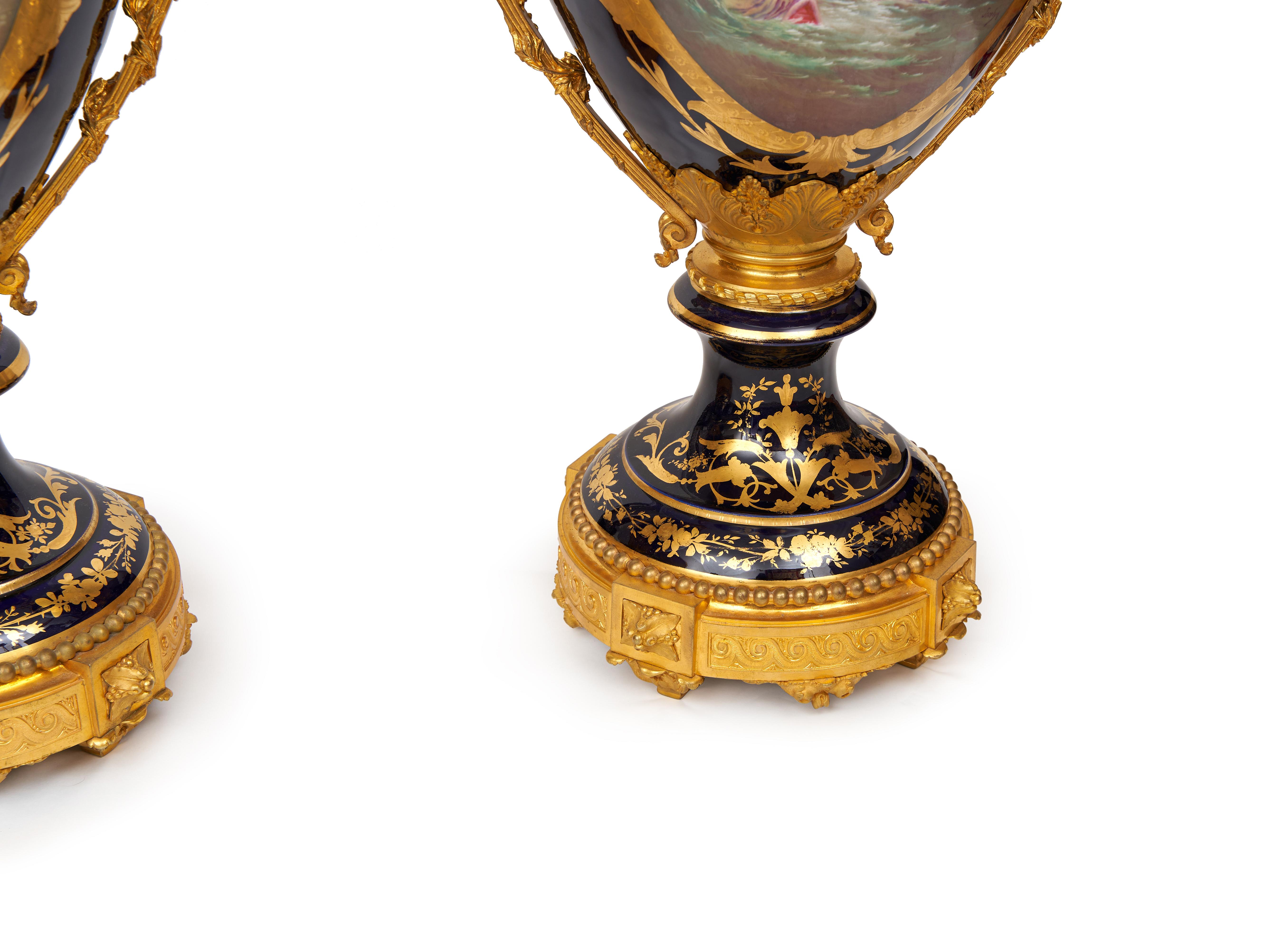 A Monumental Pair Of Late 19th/Early 20th Century Sevres Style Porcelain And Orm For Sale 4