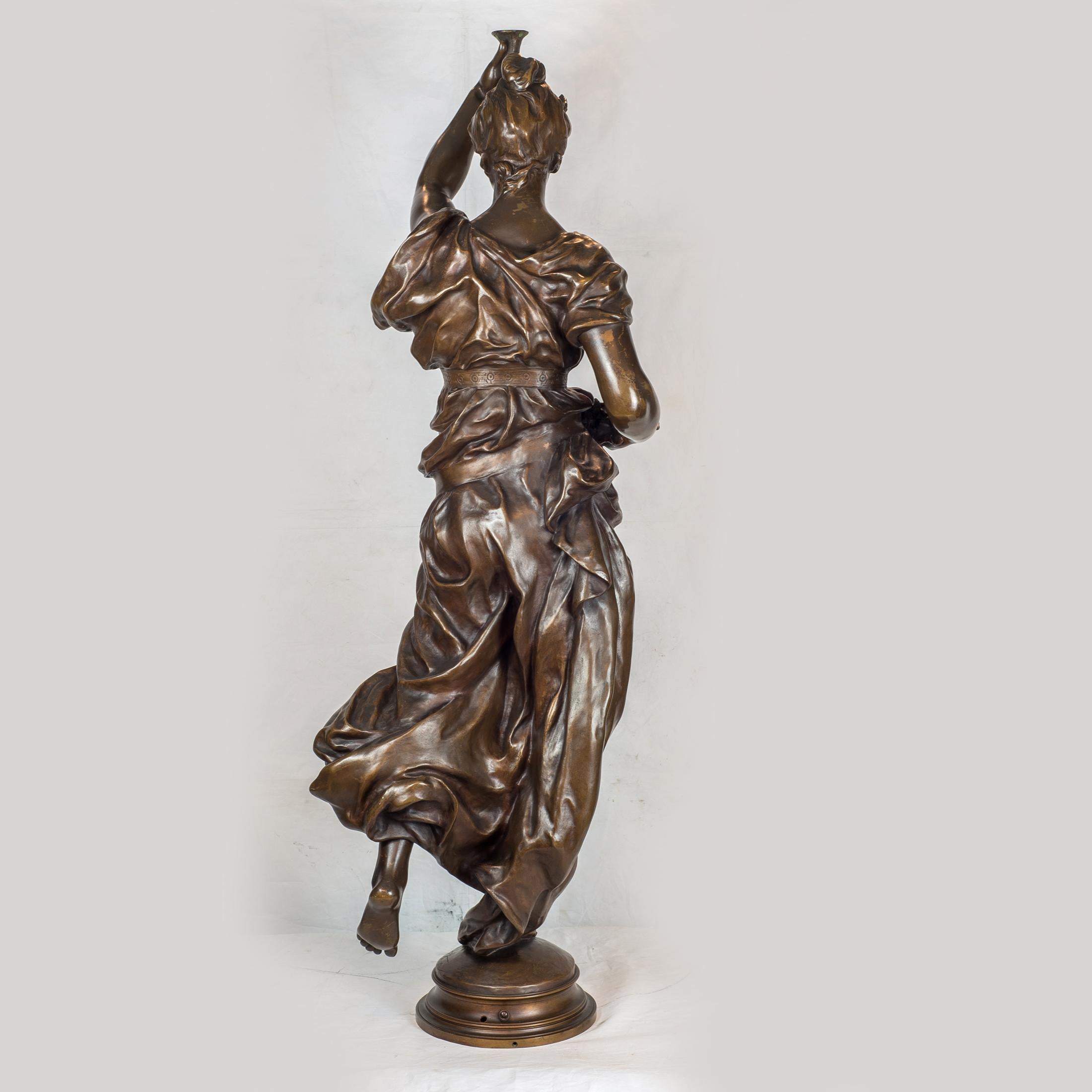 French Monumental Patinated Bronze Allegorical Sculpture by Clément Léopold For Sale