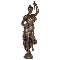 Monumental Patinated Bronze Allegorical Sculpture by Clément Léopold