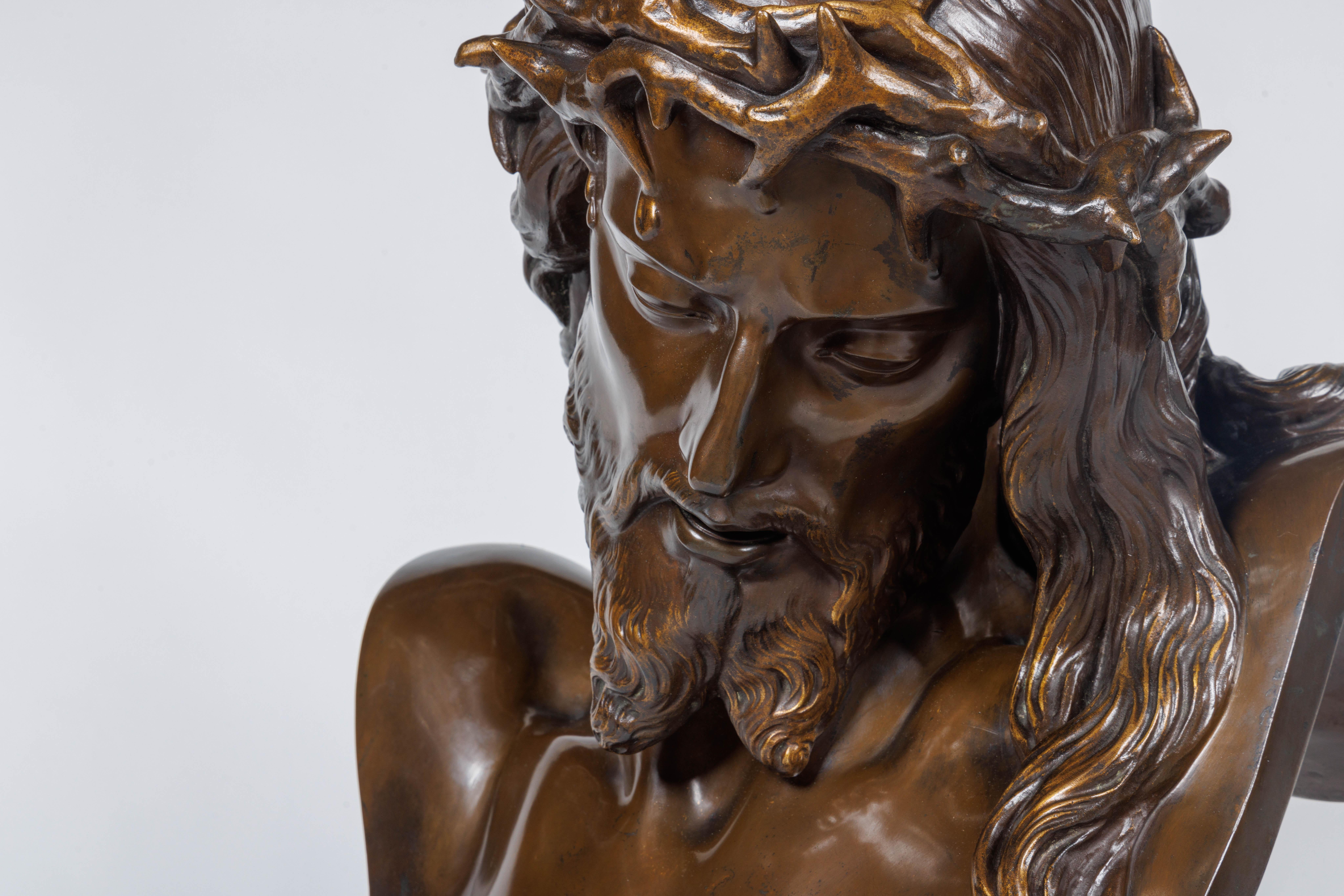 Monumentale patinierte Bronzebüste Jesu Christi aus Jesus Christus von Clesinger und Barbedienne im Angebot 6