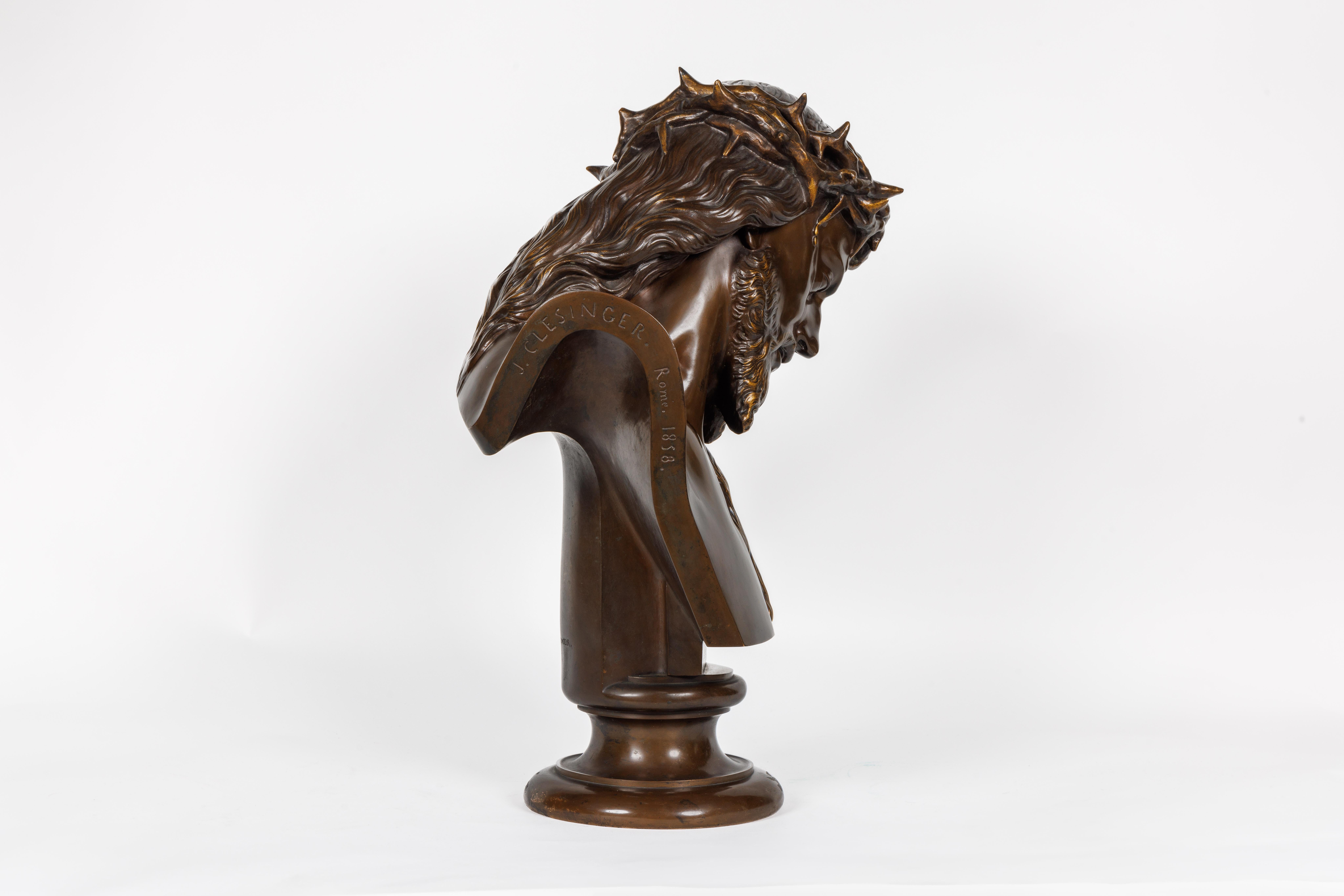 Monumentale patinierte Bronzebüste Jesu Christi aus Jesus Christus von Clesinger und Barbedienne (Französisch) im Angebot