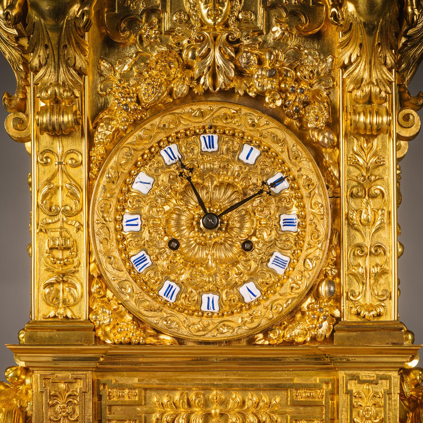 A Monumental Renaissance Revival Clock Garniture, Attributed to Feuchère In Good Condition For Sale In Brighton, West Sussex
