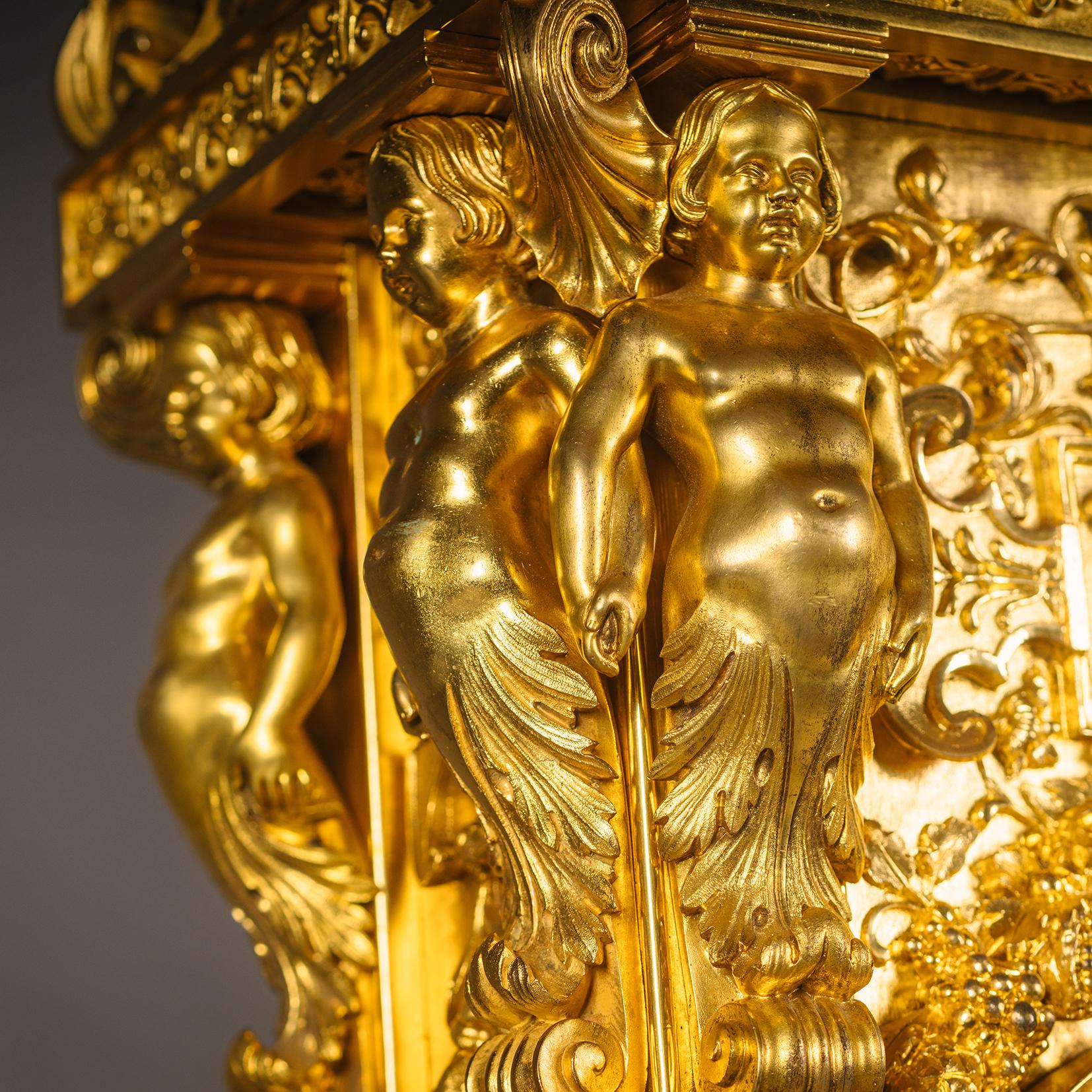 Bronze A Monumental Renaissance Revival Clock Garniture, Attributed to Feuchère For Sale