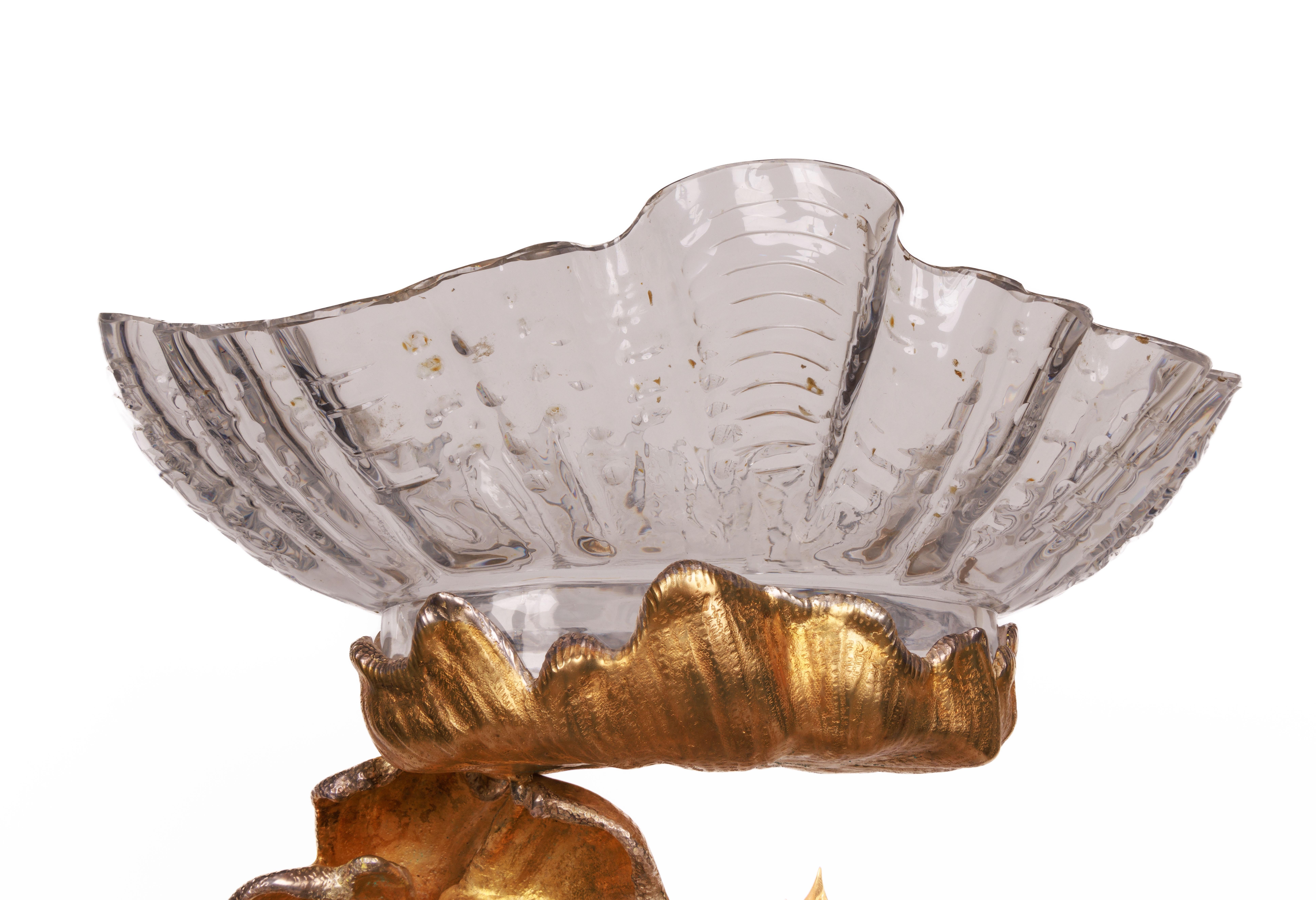 Centre de table monumental en verre argenté et bronze doré de « Poséidon » en vente 8
