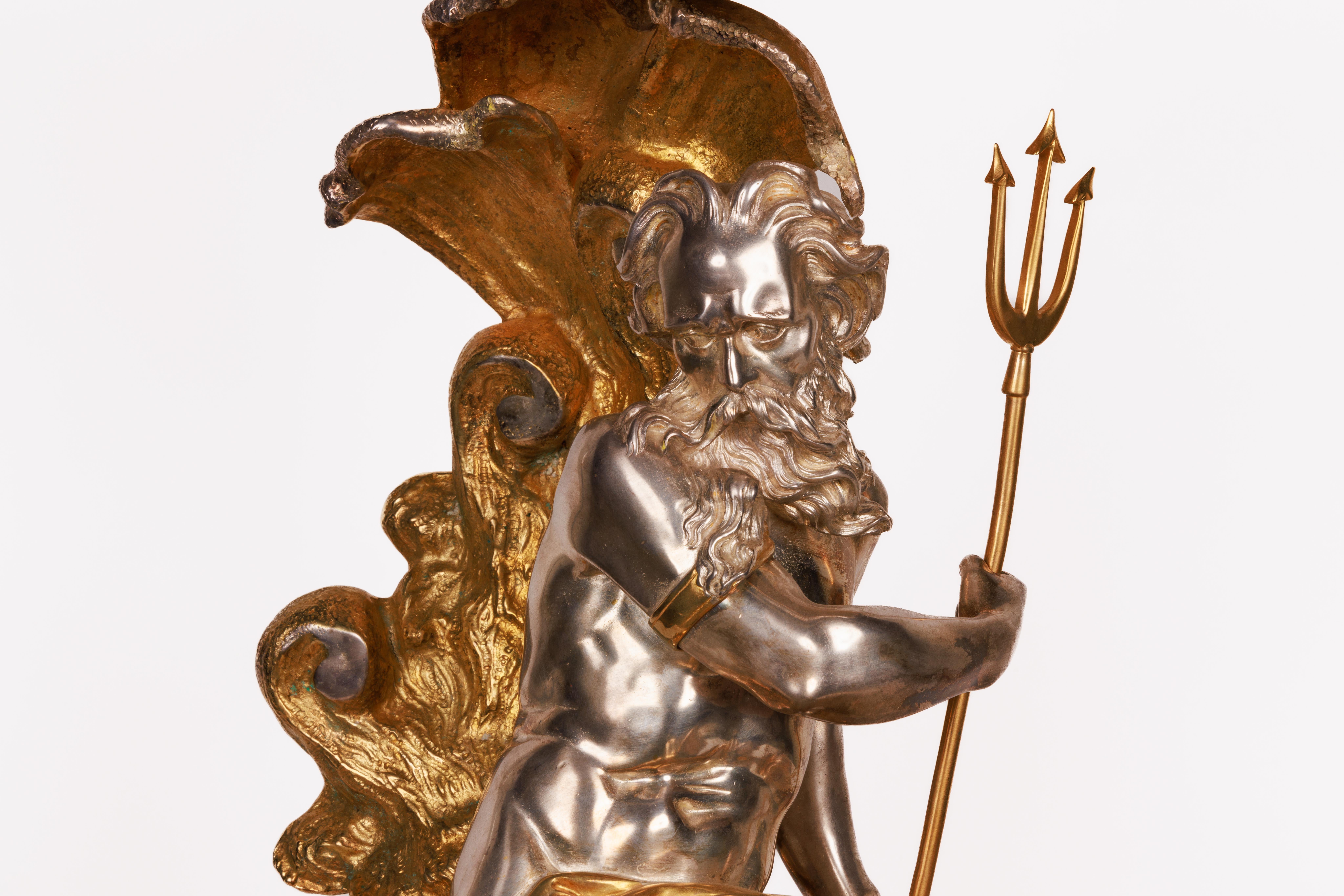 A Monumental French Silvered and Gilt-Bronze and Glass Centerpiece of 