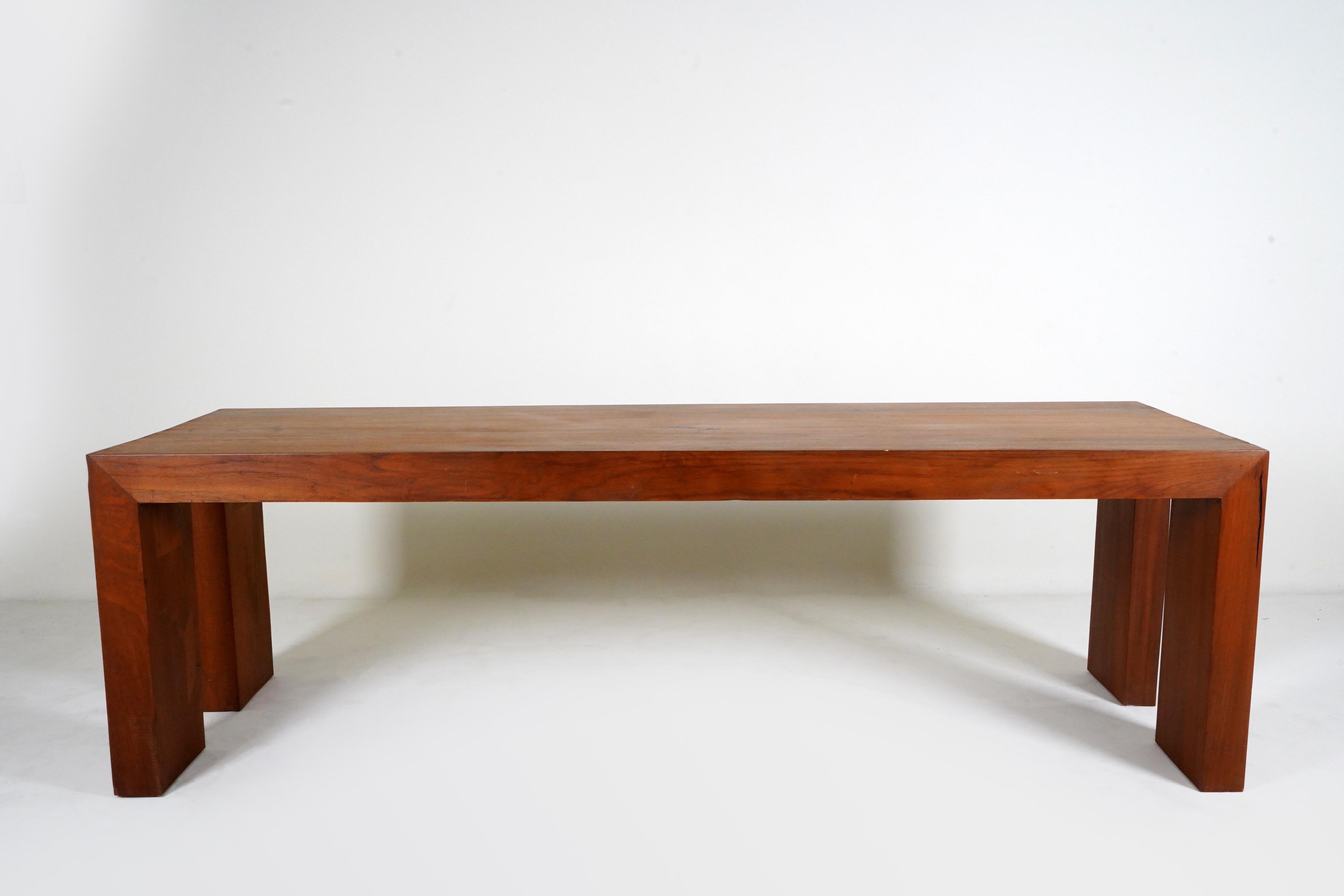 A Monumental Teakwood Dining Table For Sale 6
