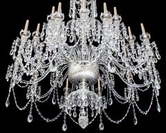 Monumental Twenty-Light Cut Glass Chandelier in Adam Style