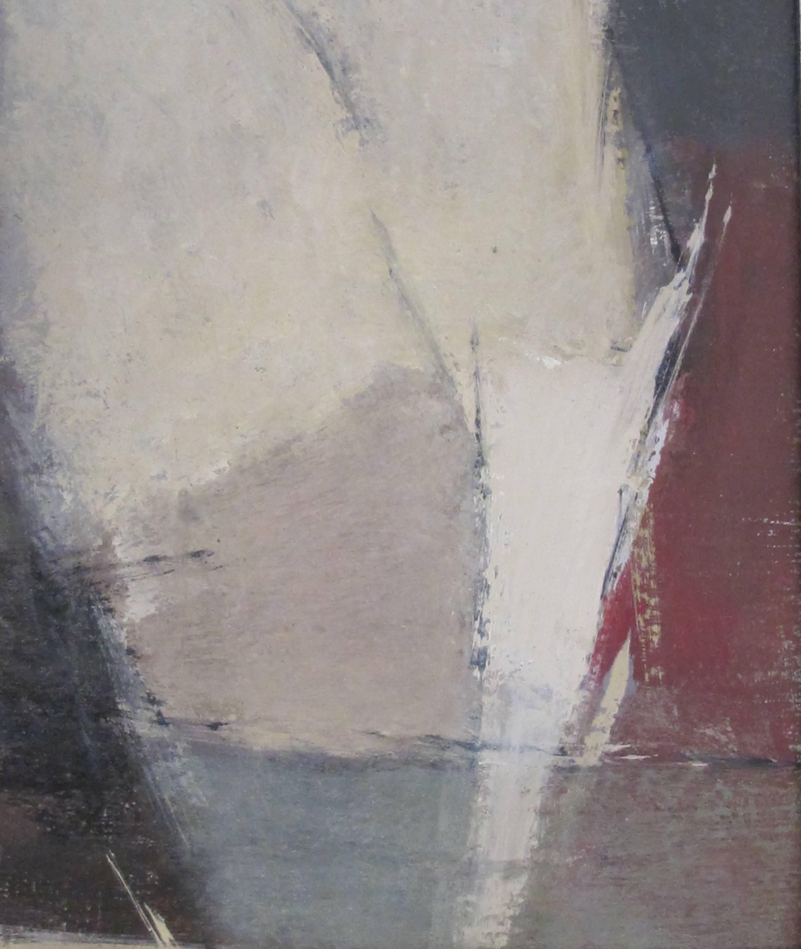 Moody American 1960s Oil Abstract Painting of a Man with a Hat; Signed In Excellent Condition In San Francisco, CA