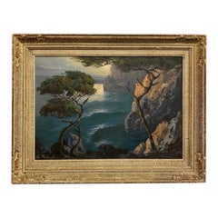 Moonlit Coastal Landscape Oil Painting