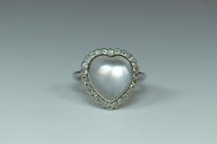 Moonstone and Diamond Heart Cluster Ring