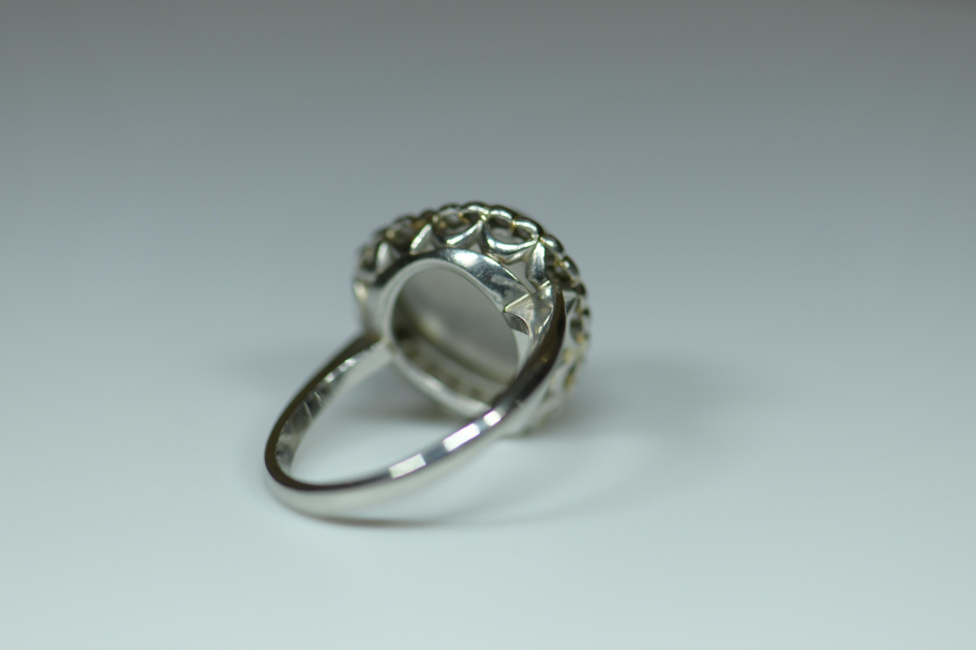 Women's or Men's Moonstone and Diamond Heart Cluster Ring