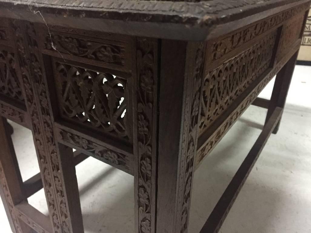 Moorish Carved and Inlaid Teak Folding Coffee Table In Good Condition In London, GB