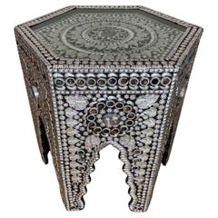 Moorish Hexagonal Glazed Tea Table with Semi Precious Stones Pietra Jura