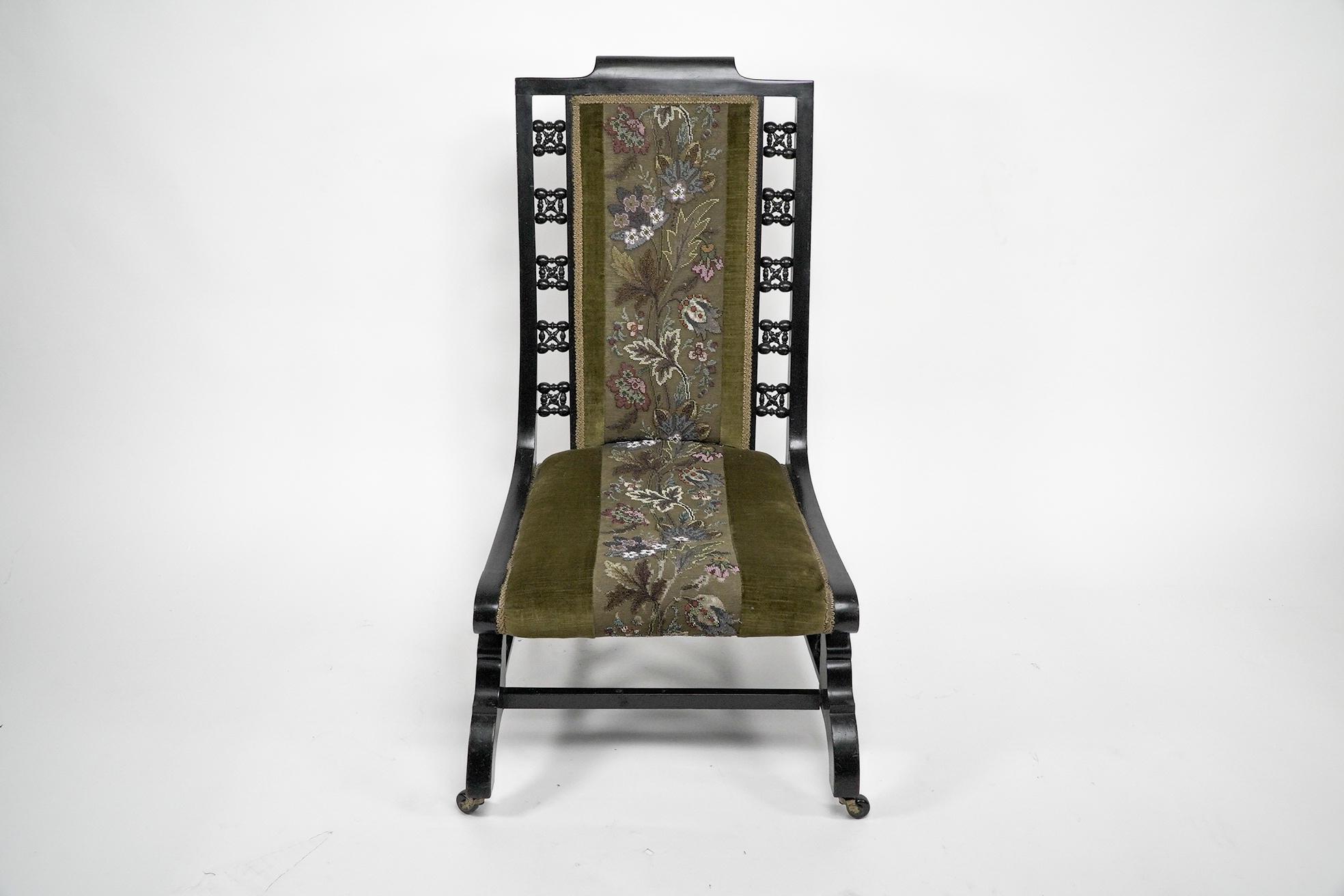 English A Moorish ebonized parlour chair with Musharabieh turnings For Sale