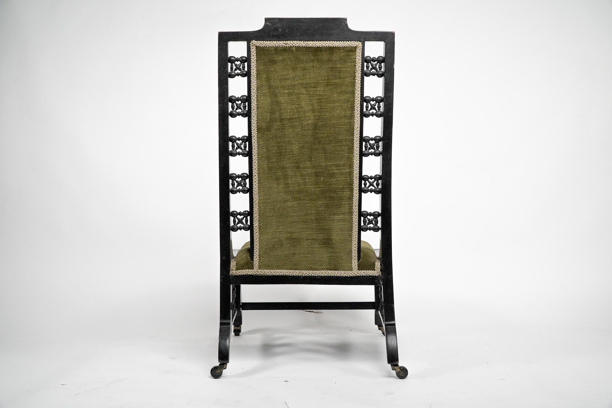A Moorish ebonized parlour chair with Musharabieh turnings For Sale 6