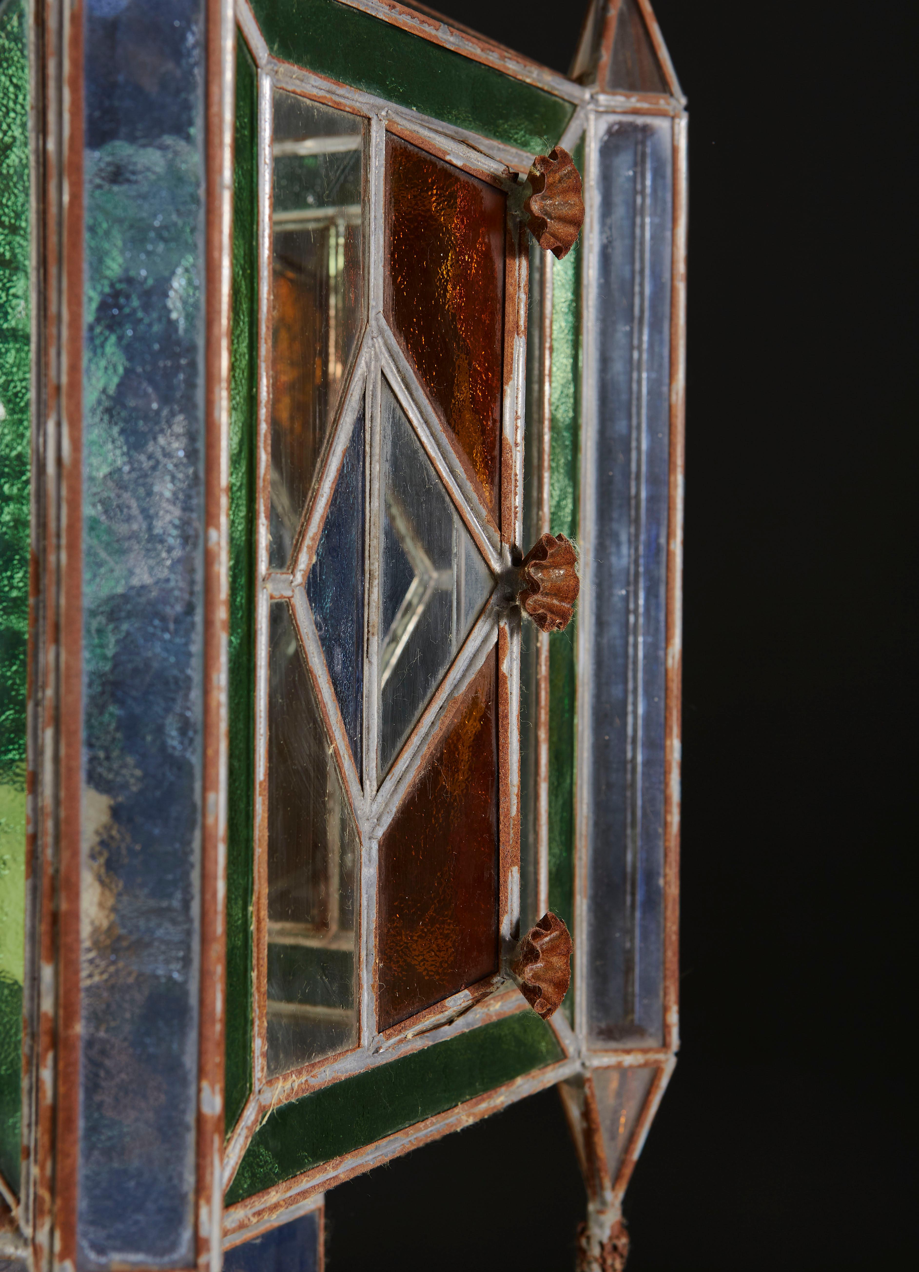 Moorish Hanging Lantern with Coloured Glass Panels 1