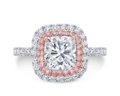 A MORCHA 1.3ct Cushion Diamond Ring set with Fancy Pink Diamonds