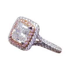 A MORCHA 1.3ct Cushion Diamond Ring set with Fancy Pink Diamonds