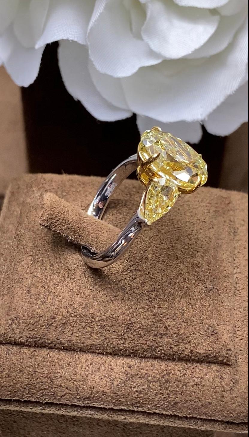 Oval Cut A MORCHA 4ct Yellow Oval Diamond Ring set with yellow Pear Diamonds  For Sale