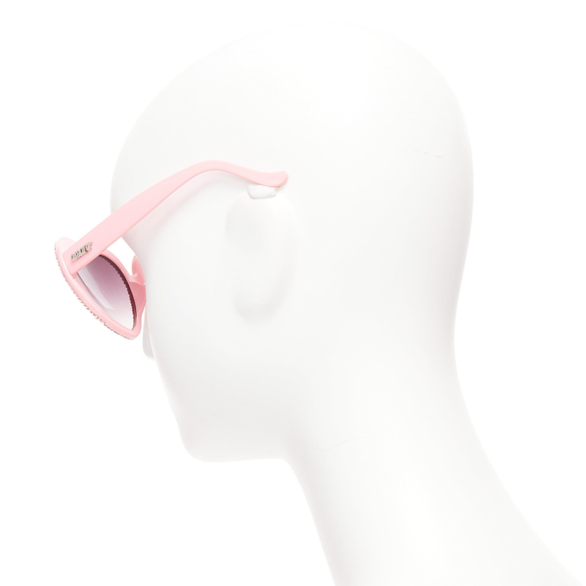 Women's A-MORIR pink crystal encrusted heart shape silver logo sunglaseses For Sale